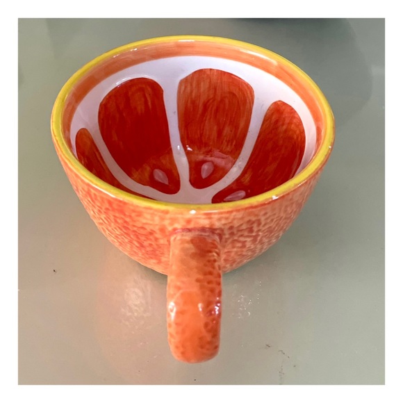 Hand painted Orange Slice Ceramic Coffee Mug with Textured Glaze - Picture 2 of 10